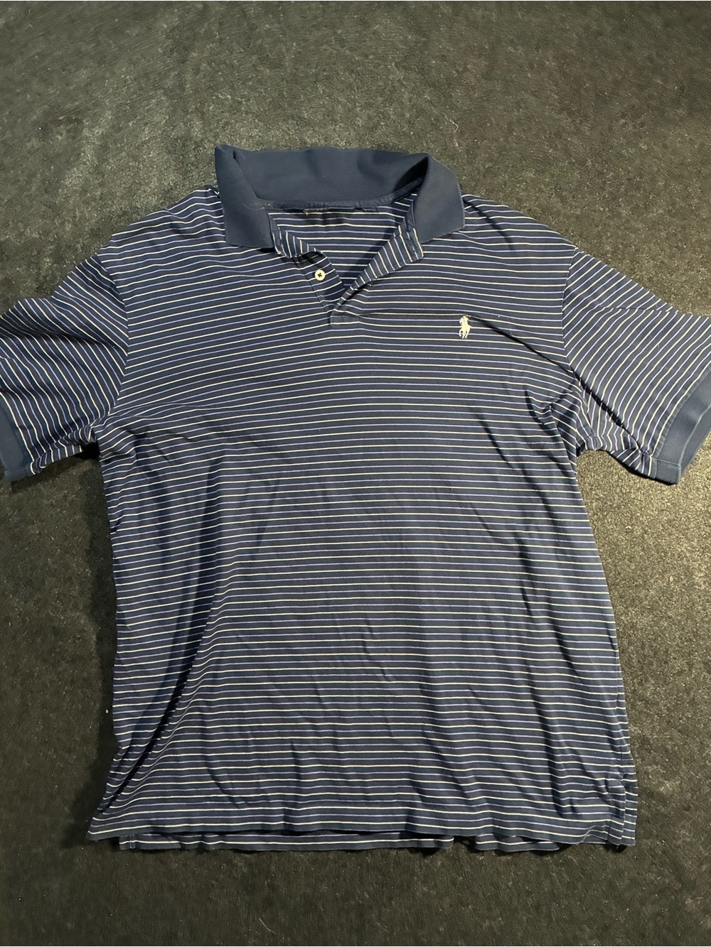 Polo by Ralph Lauren Blue and White Thin-Striped Polo